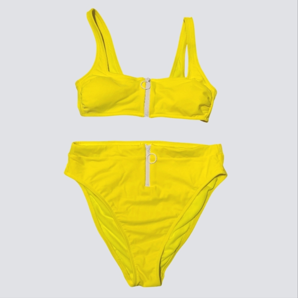 🆕️NWOT Xhiliration Neon Yellow🟡 High Waisted Bikini✨️Size L